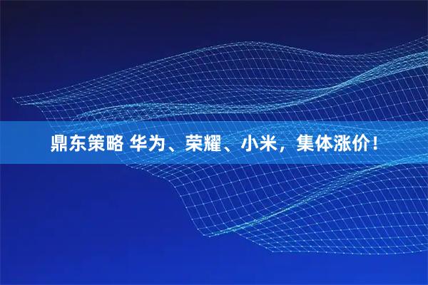 鼎东策略 华为、荣耀、小米，集体涨价！
